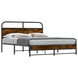 vidaXL Cadre de lit sans matelas 150x200 cm chêne fumé bois ingénierie
