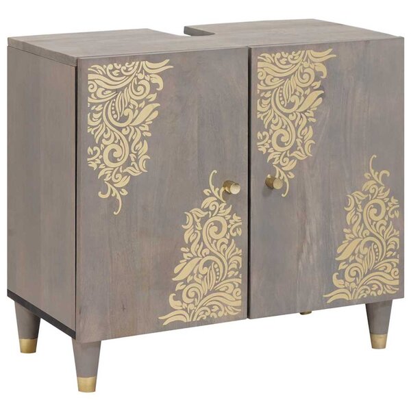 vidaXL Armoire d'évier Gris 62 x 33 x 58 cm Bois de mangue massif