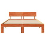 vidaXL Cadre de lit avec tête de lit marron ciré 150x200 cm en bois de pin massif