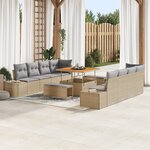 vidaXL Ensemble de canapé de jardin en 11 pièces avec coussins beige en poly rattan acacia