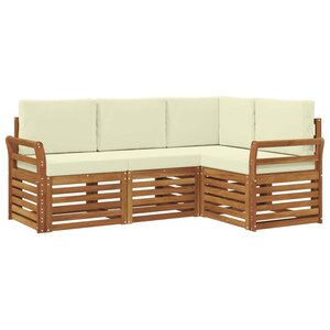 vidaXL Ensemble de canapés d'extérieur 4 pc Naturel et Crème Polyester