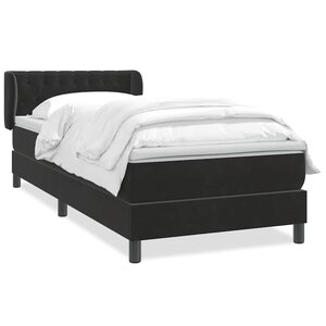 vidaXL Sommier à lattes de lit avec matelas noir 90x220 cm velours