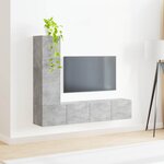 vidaXL Ensemble meuble TV 3 Pièces Gris béton Bois d'ingénierie
