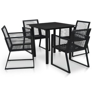 vidaXL Ensemble à manger d'extérieur 5 Pièces Rotin PVC Noir