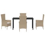 vidaXL Ensemble de salle à manger pour jardin 5 Pièces Beige polyrotin