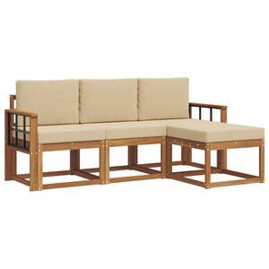 vidaXL Ensemble de canapés d'extérieur 4 Pièces Naturel et Beige