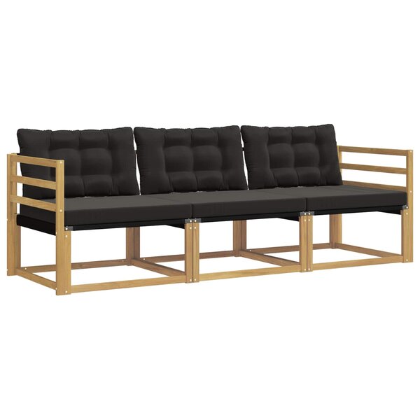 vidaXL Ensemble de canapés d'extérieur 3 pc Blanc et noir