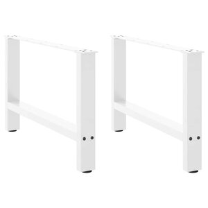 vidaXL Pieds de table basse Blanc 2 pièces 70 x (42-43) cm Acier
