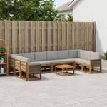 vidaXL Ensemble de canapés d'extérieur 11 pc Naturel et gris clair