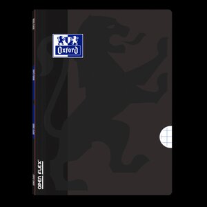 LOT de 10 Cahier agrafé Oxford School Openflex A4 - Couverture en plastique robuste - Grille 5x5 avec 2 marges - 48 feuilles de haute qualité - Couleur noire