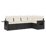 vidaXL Salon de jardin 5 Pièces avec coussins noir résine tressée