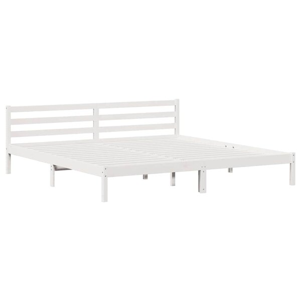 vidaXL Cadre de lit Blanc 220 x 200 cm Bois massif en pin