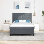 Lit à Sommier Box avec Matelas Gris Foncé 160x200 cm Velours