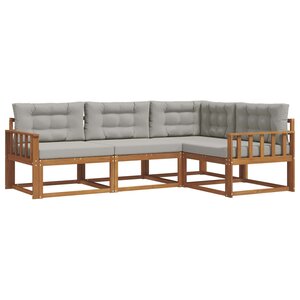 vidaXL Ensemble de canapés d'extérieur 4 pc Gris Naturel et Clair