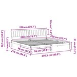 vidaXL Cadre de lit avec tête de lit marron et gris foncé 200 x 200 cm