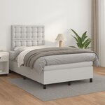 vidaXL Sommier à lattes de lit avec matelas Blanc 120x200cm Similicuir