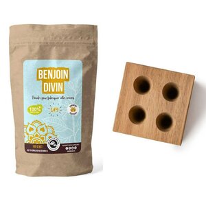 DIY encens - Moule en bois pour 4 cônes + Poudre Benjoin divin