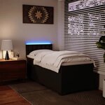 vidaXL Sommier à lattes de lit avec matelas Noir 80x200cm Similicuir