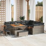 vidaXL Ensemble de canapé de jardin 12 Pièces Gris Poly rotin