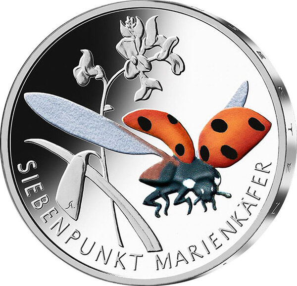 Pièce de monnaie en Cupronickel 5 Euro g 9 68 Millésime 2023 Wonderful world of insects SEVEN SPOT LADYBUG
