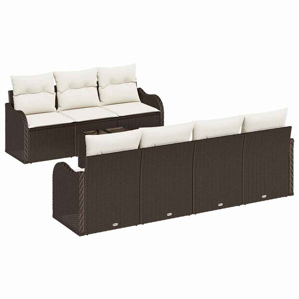vidaXL Ensemble de canapé de jardin avec coussin 8 Pièces Marron et Crème