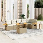 vidaXL Salon de jardin avec coussins 7 Pièces beige résine tressée