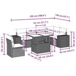 vidaXL Salon de jardin 7 Pièces avec coussins noir résine tressée