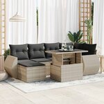 vidaXL Salon de jardin avec coussins 7 Pièces gris clair résine tressée