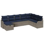 vidaXL Ensemble de Canapés avec coussin Gris et marine polyrotin