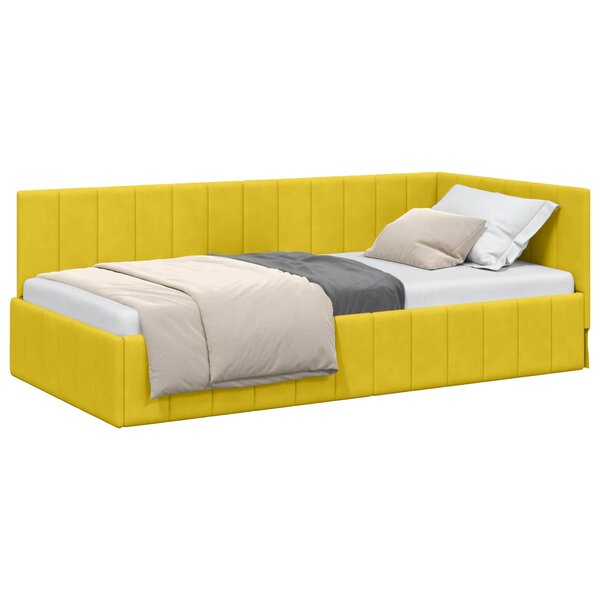 vidaXL Cadre de lit d'angle Jaune 100 x 200 cm Velours