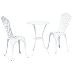 Set de bistro jardin 3 pièces vidaXL en alu blanc