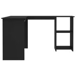 Bureau table poste de travail meuble d'ordinateur informatique étude d'angle en forme de L 120 x 140 x 75cm bois ingénierie noir 02_0023685