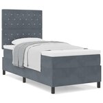 vidaXL Lit à ressorts avec matelas Gris foncé 90 x 190 cm Velours