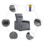 vidaXL Fauteuil inclinable de massage Gris Similicuir