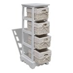 vidaXL Étagère de rangement en bois 4 paniers en tissage Blanc