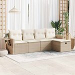 vidaXL Salon de jardin avec coussins 5 Pièces beige résine tressée