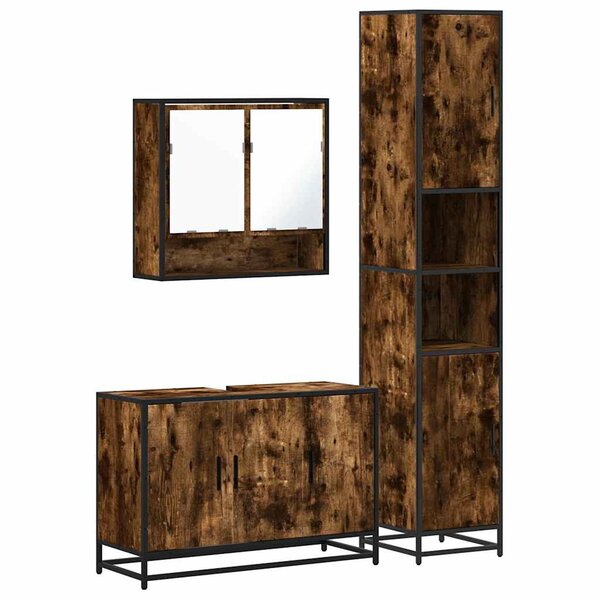 vidaXL Ensemble de meubles de salle de bain 3 Pièces Chêne fumé