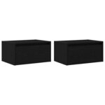 vidaXL Tables de chevet murales avec lumières LED 2 Pièces chêne noir