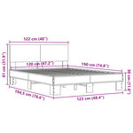 vidaXL Cadre de lit chêne marron 120x190 cm bois d'ingénierie et métal