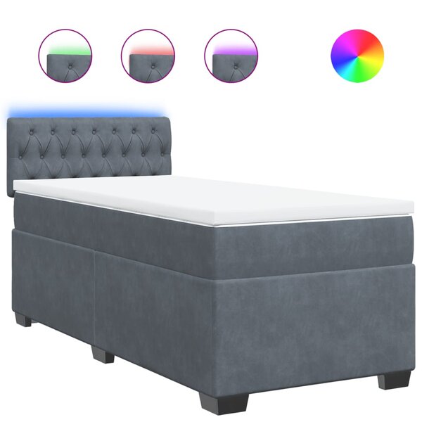 vidaXL Sommier à lattes de lit et matelas Gris foncé 80x200 cm Velours