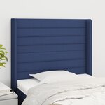 vidaXL Tête de lit avec oreilles Bleu 93x16x118/128 cm Tissu