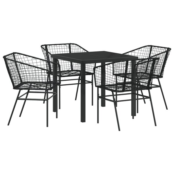 vidaXL Ensemble de salle à manger de jardin 5 pièces Noir en poly rattan