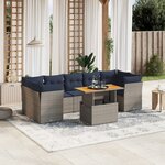 vidaXL Salon de jardin 8 Pièces avec coussins gris résine tressée