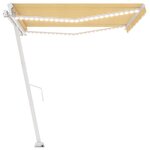 vidaXL Auvent manuel rétractable avec LED 400x350 cm Jaune et blanc