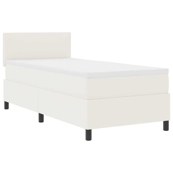 vidaXL Lit à ressorts avec tête de lit Crème et Blanc 100 x 200 cm