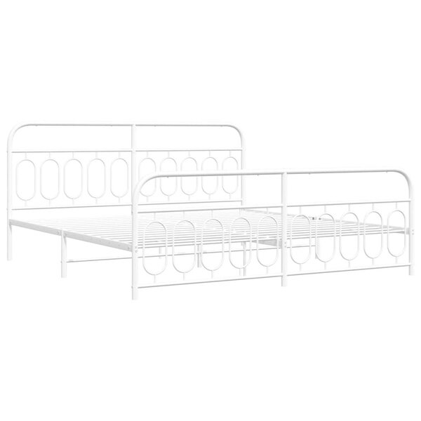 vidaXL Cadre de lit métal avec tête de lit/pied de lit blanc 200x200cm