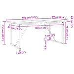 vidaXL Table à manger cadre en O 180x90x75 5 cm bois pin massif fonte