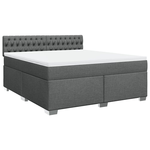 vidaXL Sommier à lattes de lit avec matelas Gris foncé 180x200cm Tissu