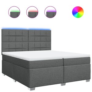 vidaXL Sommier à lattes de lit avec matelas Gris foncé 200x200cm Tissu