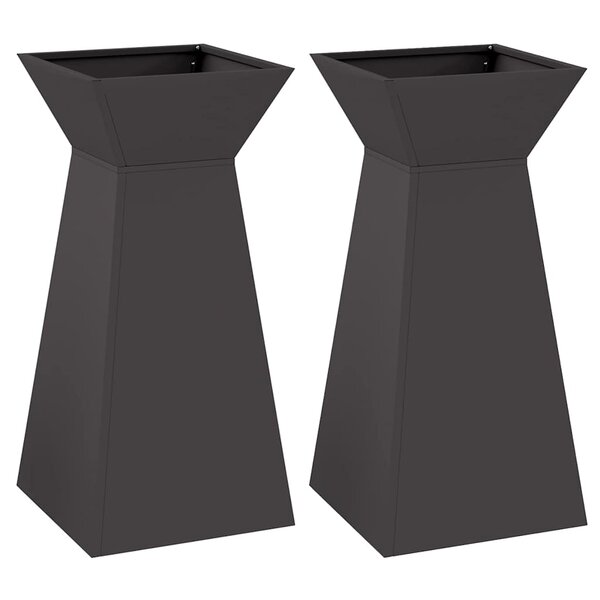 vidaXL Jardinière à pilier 2 Pièces Noir 35 x 35 x 73 cm Acier